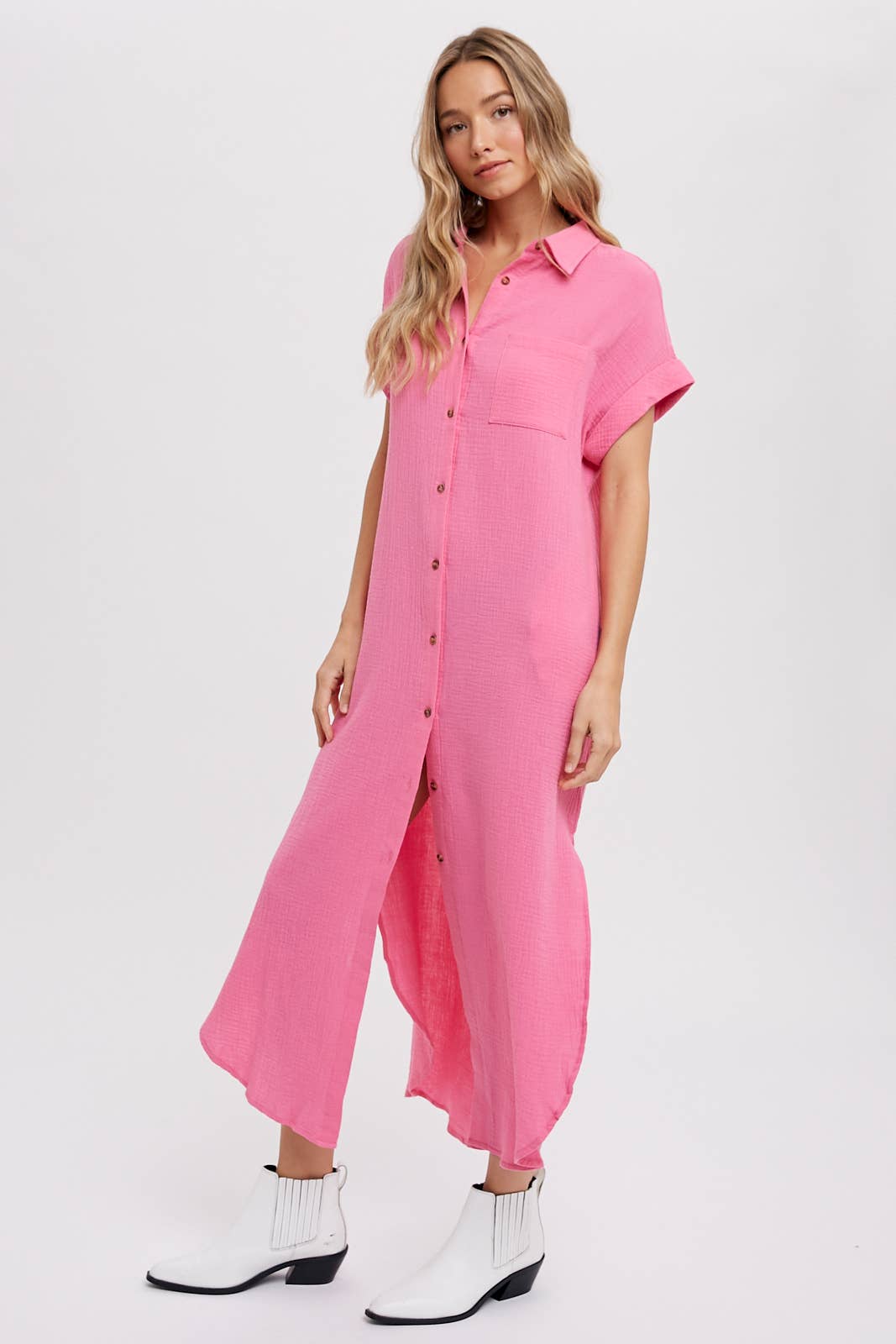 Bluivy - Wholesale Dress - Women's - BUTTON UP MAXI SHIRT DRESS WITH POCKET44