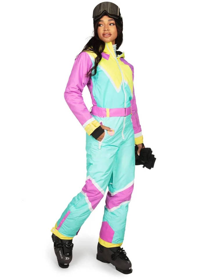 Fato de Neve Sudden Jolt - Fato de Esqui Feminino em Blocos de Cor Pastel por atacado de Tipsy Elves