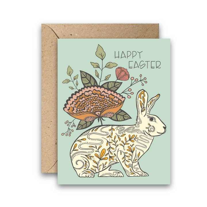Easter Blossom Bunny – Spring Floral Greeting Card for wholesale by Amicreative