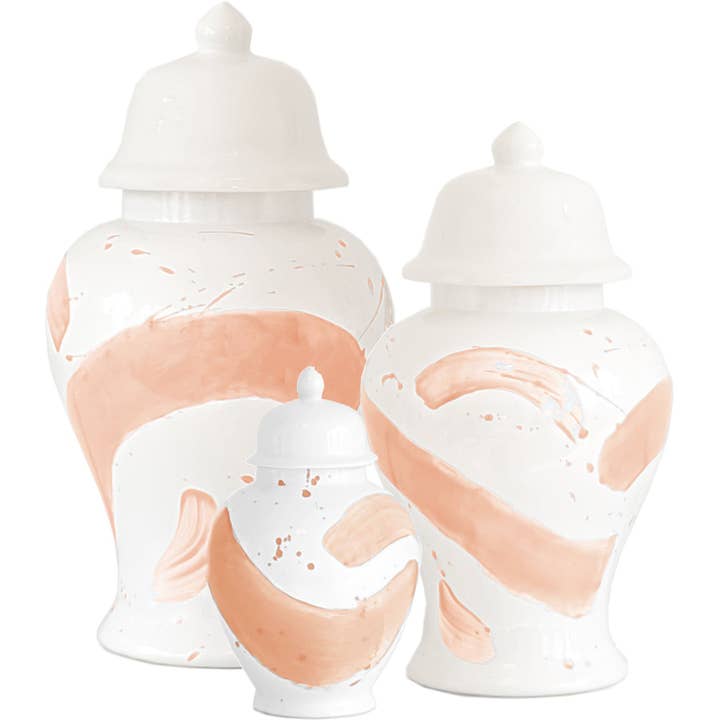 Lo Home | Ruby Clay - Wholesale Decorative Jar - Coral Brushstroke Ginger Jars5
