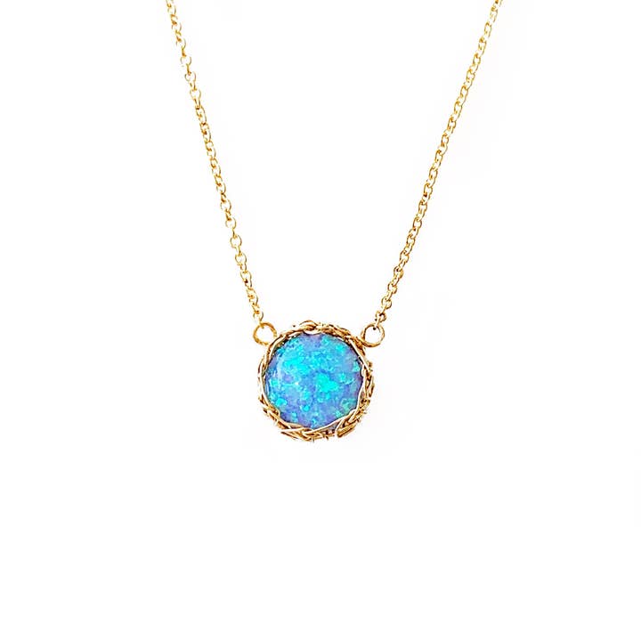 Arivka Jewelry - Wholesale Dangle Earrings - Sea Opal Round Necklace In Gold
