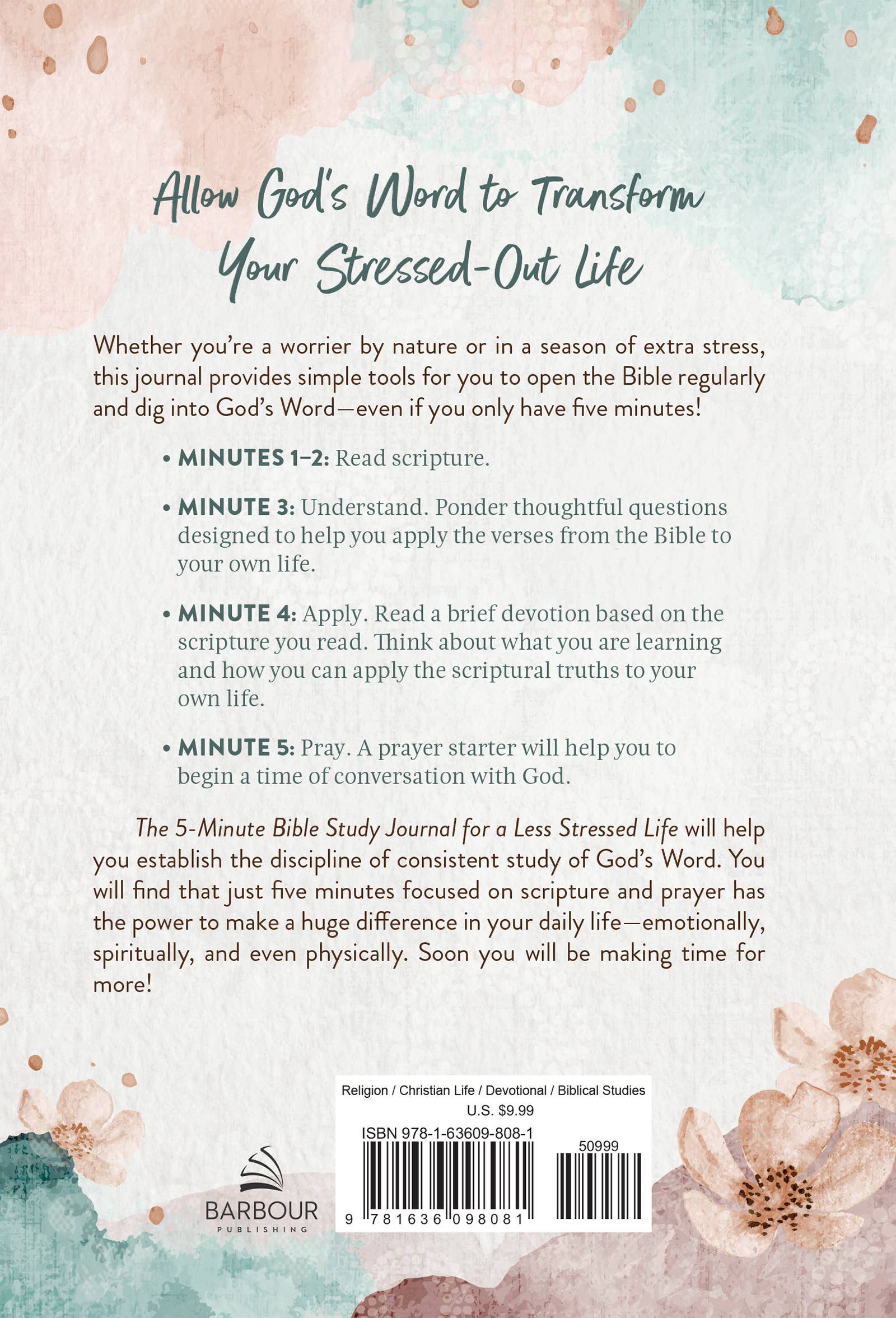Barbour Publishing, Inc. - Wholesale Journal/Diary - The 5-Minute Bible Study Journal for a Less Stressed Life4