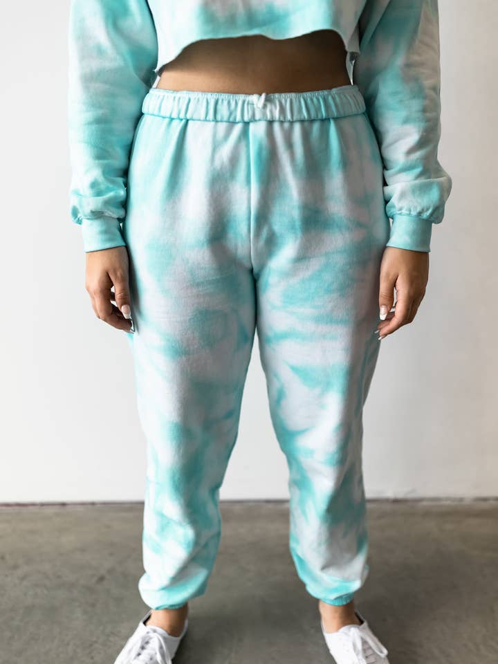 Icy Blue Tie Dye Sweatpants for wholesale by exbapparel