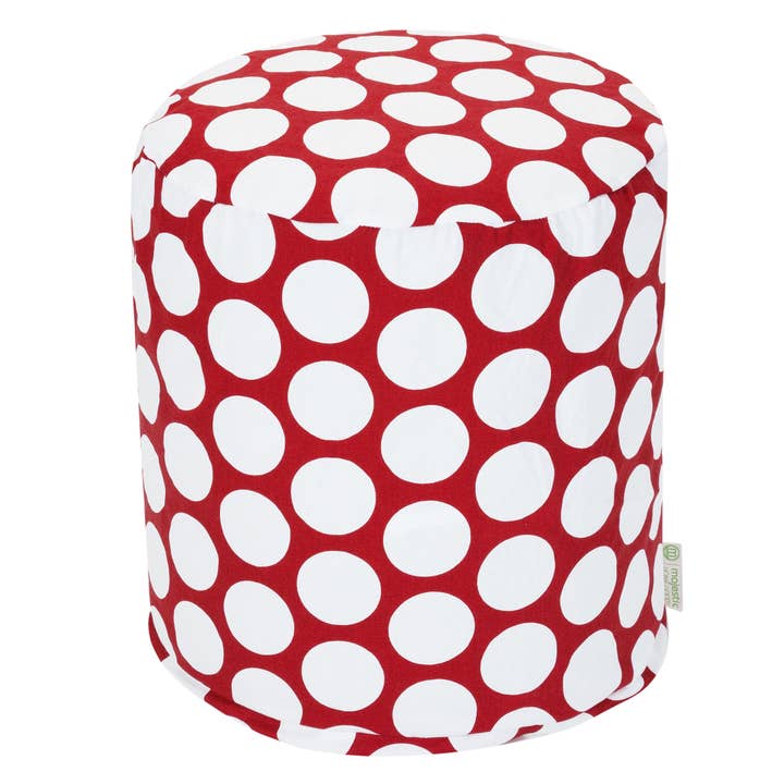 Pouf à pois rouge chaud Majestic Home Goods pour la vente par Majestic Home Goods