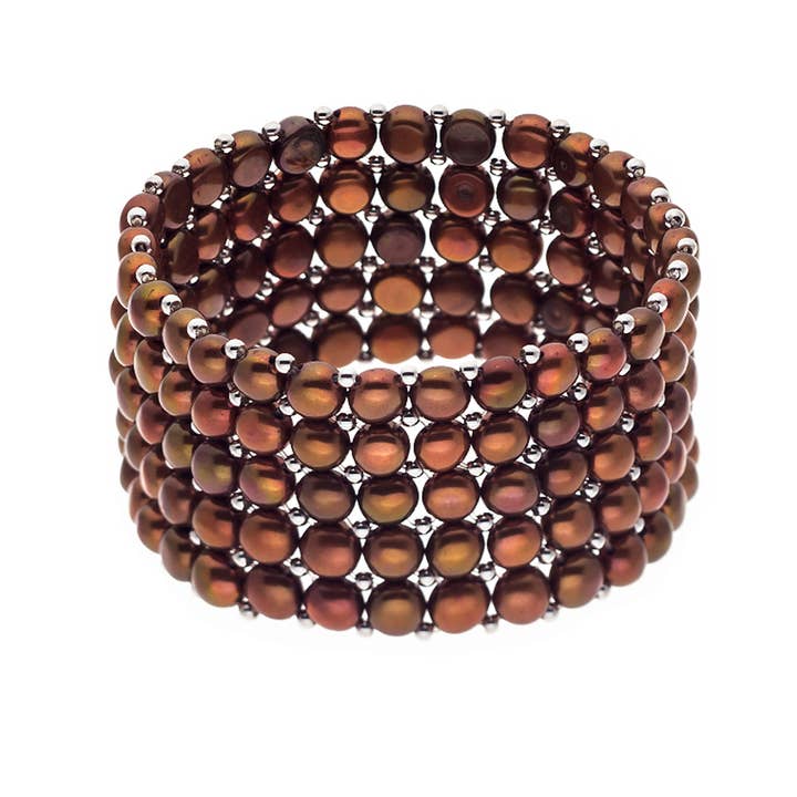 Pulseira de 5 Filas Feita de Pérolas Genuínas de Água Doce por atacado de Mitzuko