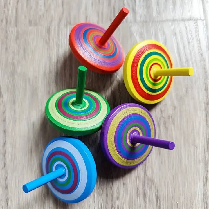 Magnifique Hearts - Wholesale Wood Toy - Kids - Rainbow Wooden Spinning Top: Desktop Decompression Toy2