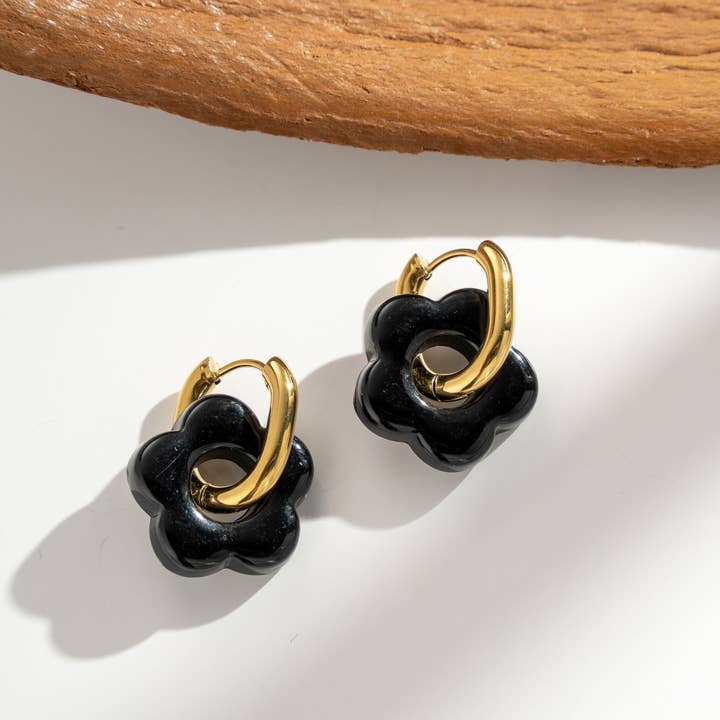 COSMOS - Wholesale Dangle earrings - Stainless Steel Loops Colorful Resin Flowers3