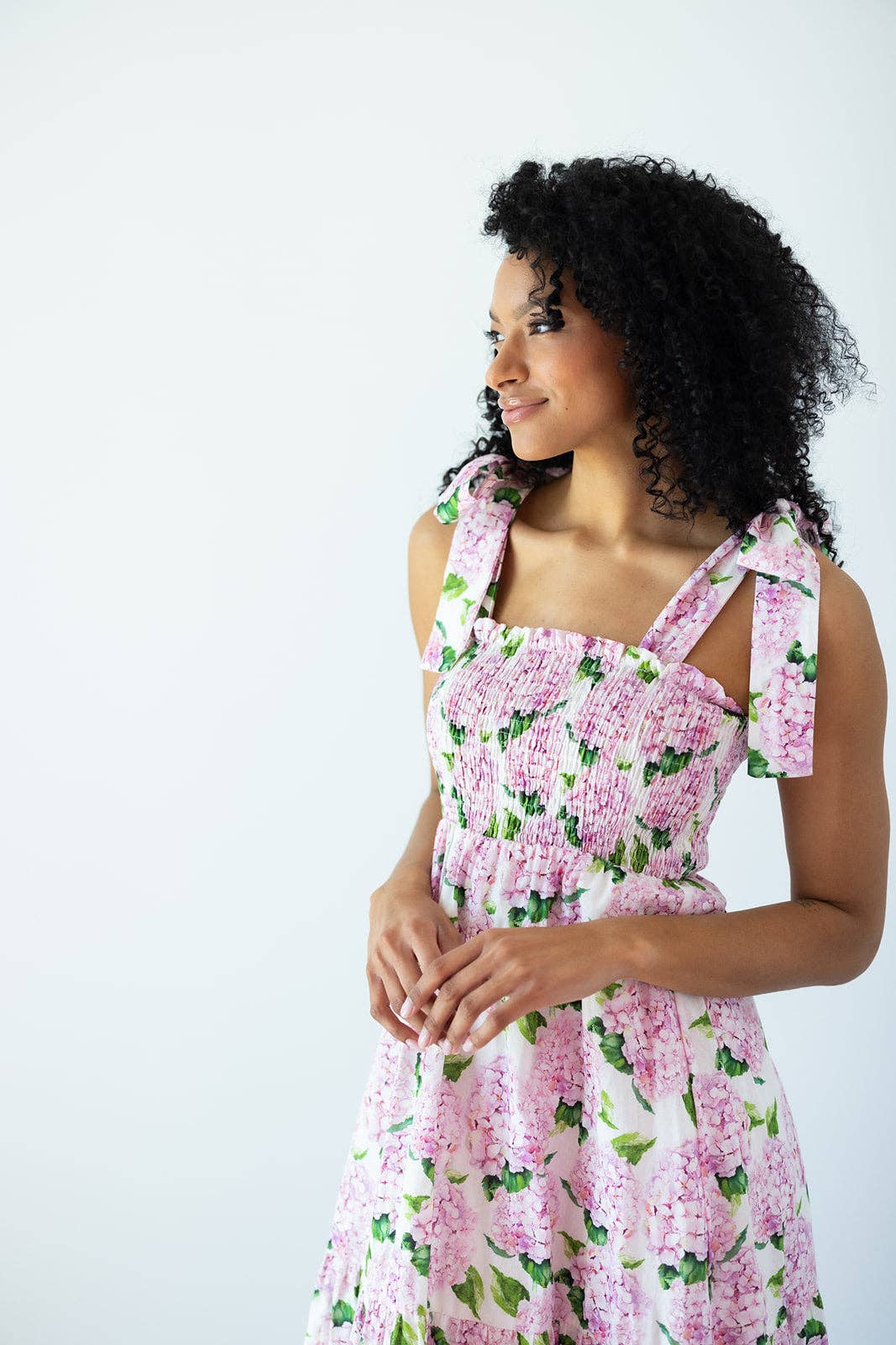 Kathleen Maeve - Wholesale Dress - Women's - Emma Bow Maxi Dress | Pink Hydrangeas3