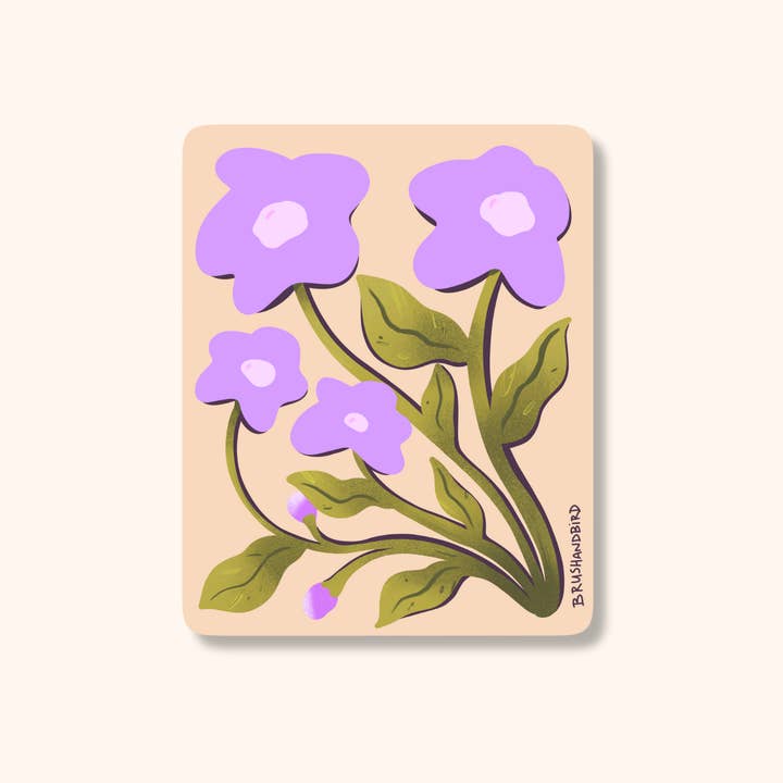 Purple Flower Vinyl Sticker | Modern Floral Illustration for wholesale by Brush & Bird Paper Co.