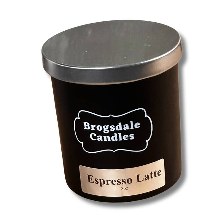 Espresso Latte Hand poured soy blend wooden wick candle. for wholesale by Brogsdale Candles