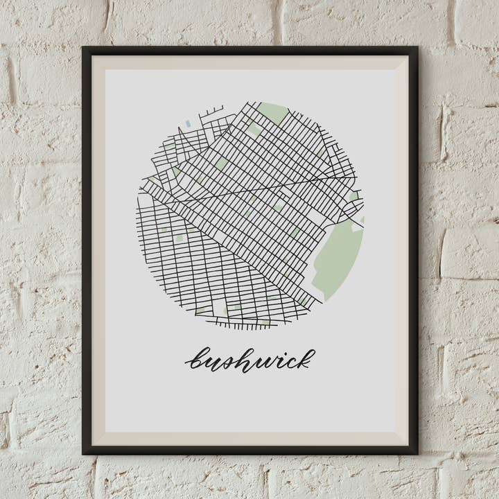Bushwick, Brooklyn Map Print for wholesale by Sophie Kaplan