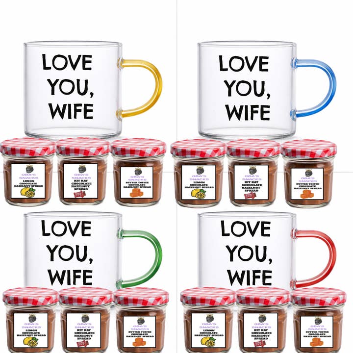 Espresso Mugs Chocolate Spread 4 Samplers Set- Love you,wife for wholesale by Oba's Snacks