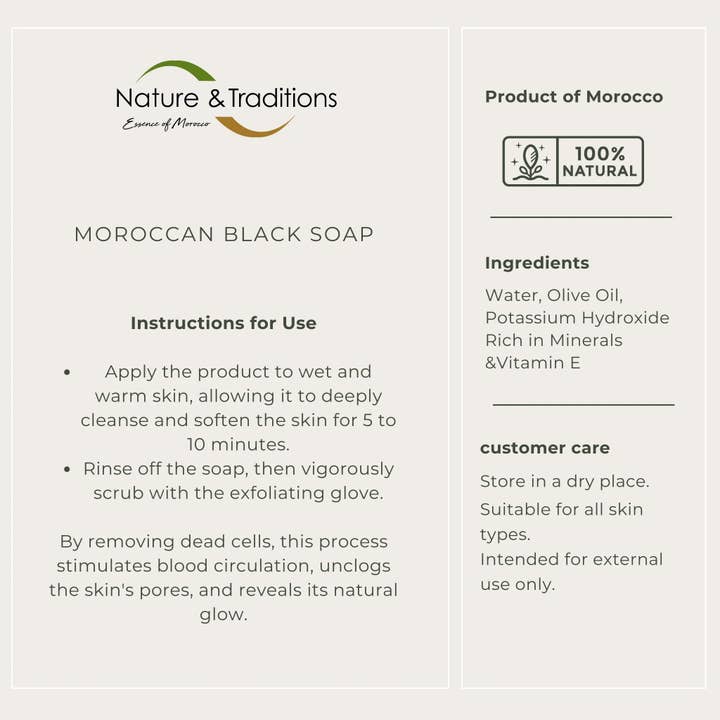 Nature & Traditions - Venta al por mayor Exfoliante corporal - Jabón negro marroquí con aceite de oliva Beldi Hammam Spa Savon Noir Pure Natural