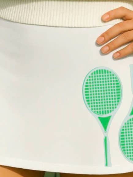 Tennis Skirt - Palm Royale Retro White/Green for wholesale by Runway Athletics