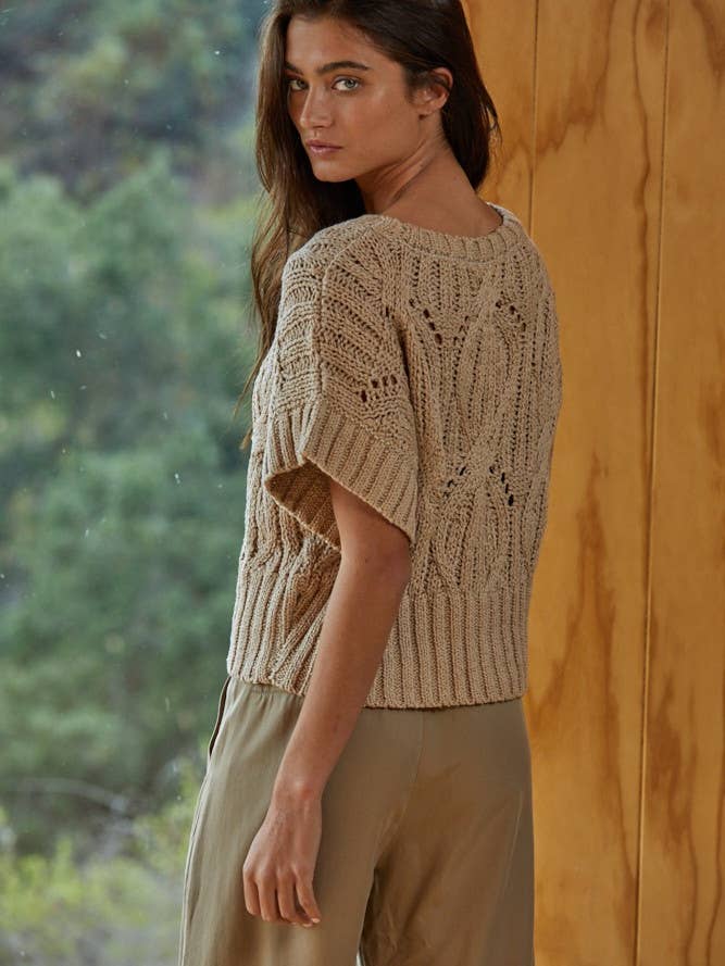 By Together - Wholesale Knit Top - Women's - W1124 | Knit Sweater Crochet Round Neck Short Sleeve Top10