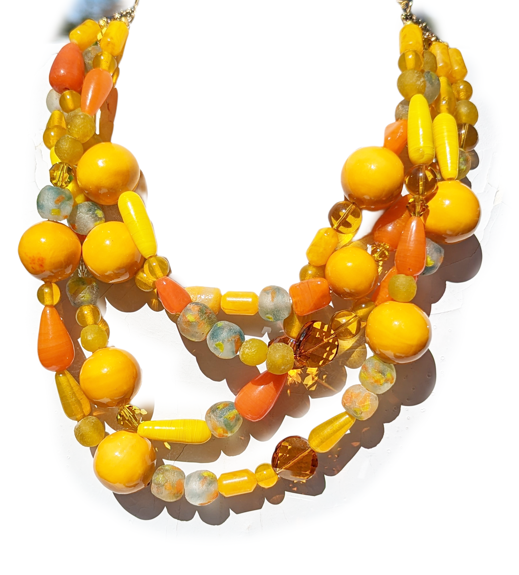 Gay Isber Designs - Wholesale Beaded/Pearl Necklace - Mustard Cotton Pearl 4-Strand Necklace by Gay Isber2
