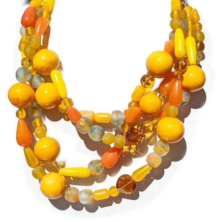 Gay Isber Designs - Wholesale Beaded/Pearl Necklace - Mustard Cotton Pearl 4-Strand Necklace by Gay Isber2