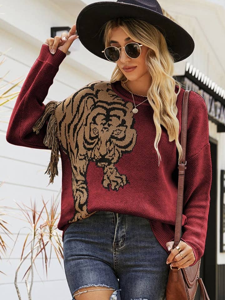 Miss Sparkling – Großhandel Strickpullover – Damen – Tiger-Pullover