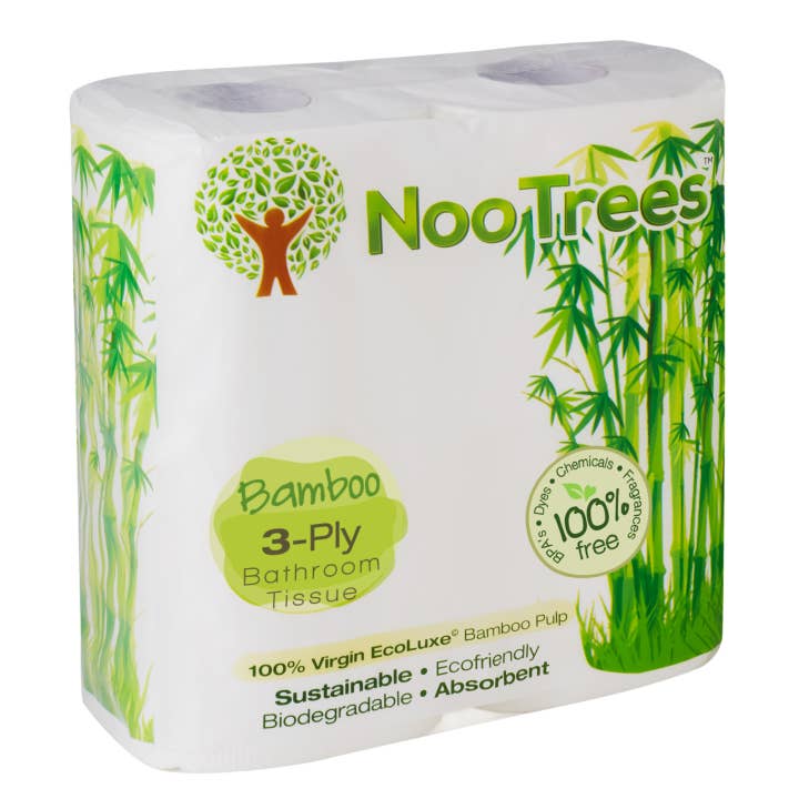 KeHE Distributors, LLC - Wholesale Paper Towels - Nootrees 100% Bamboo Toilet Tissue 3 Ply, 4 Rolls, 300 Sheets Per Roll, (Pack of 12)