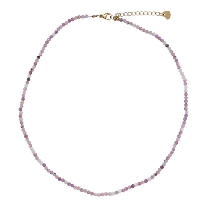 Purple Lepidolite Necklace 2-3mm gold/silver stainless steel (reference 15) for wholesale by Foliesbijoux