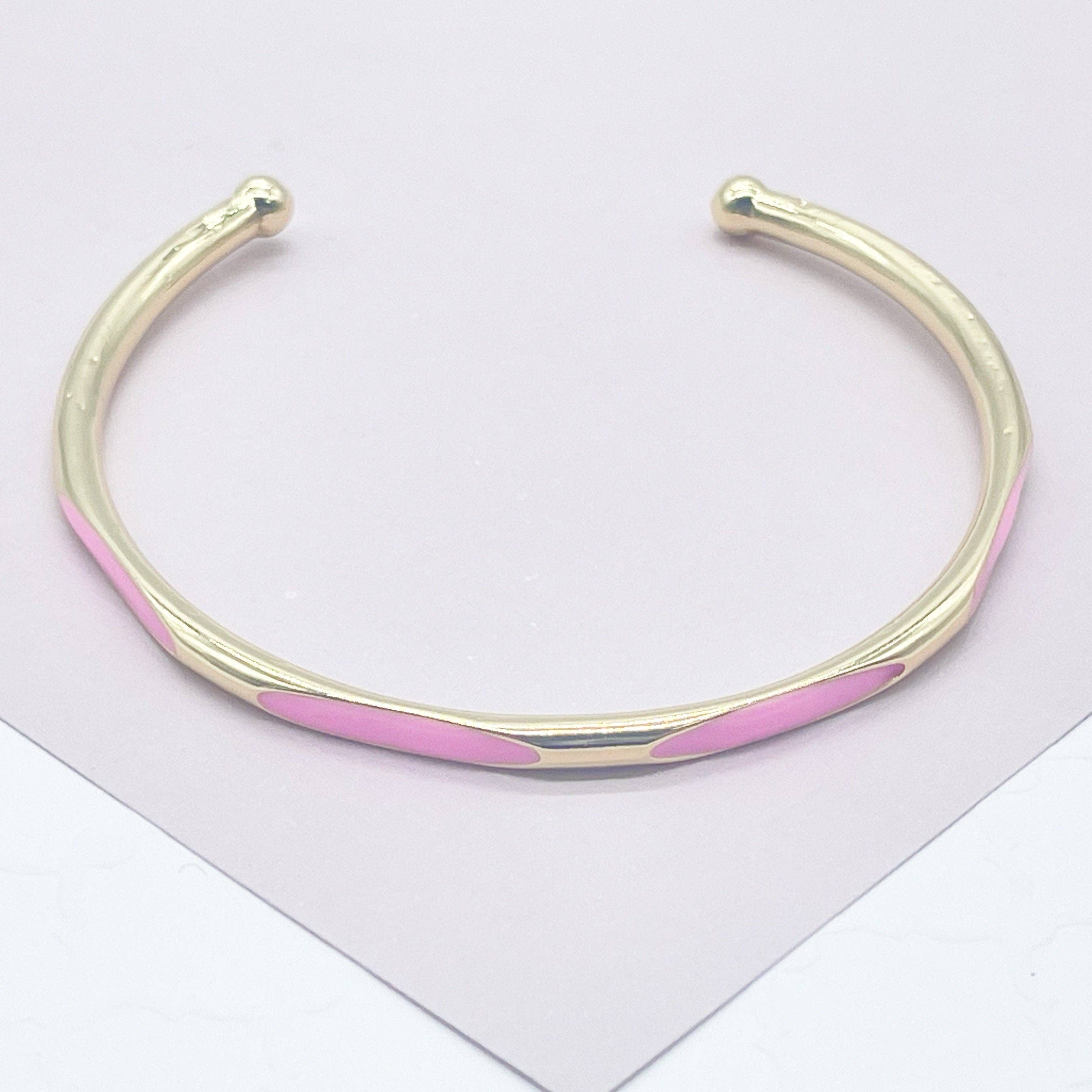 Milie - Wholesale Cuff Bracelet - 18k GF Colorful Enamel Cuff Bracelet2