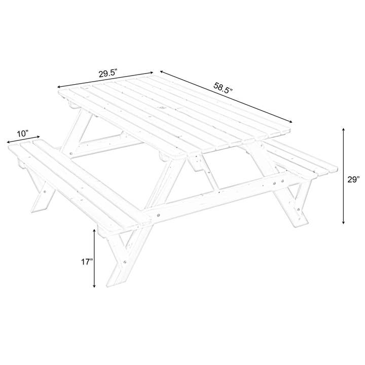 Quickway Imports - Wholesale Patio Table - Outdoor Wooden Patio Deck Garden 6-Person Picnic Table, for6