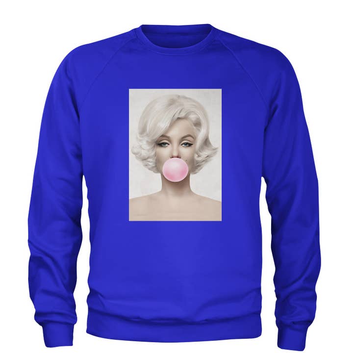 Expression Tees - Wholesale Graphic Sweatshirt - Unisex - Marilyn Monroe Pink Bubble Gum Adult Crewneck Sweatshirt8