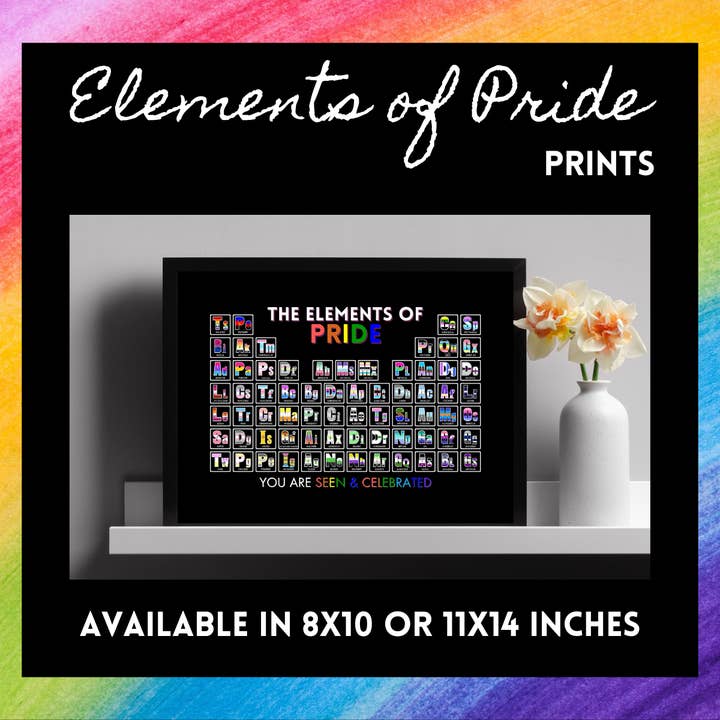 La impresión de la tabla periódica de los elementos del orgullo para venta al por mayor de Elements Of Pride