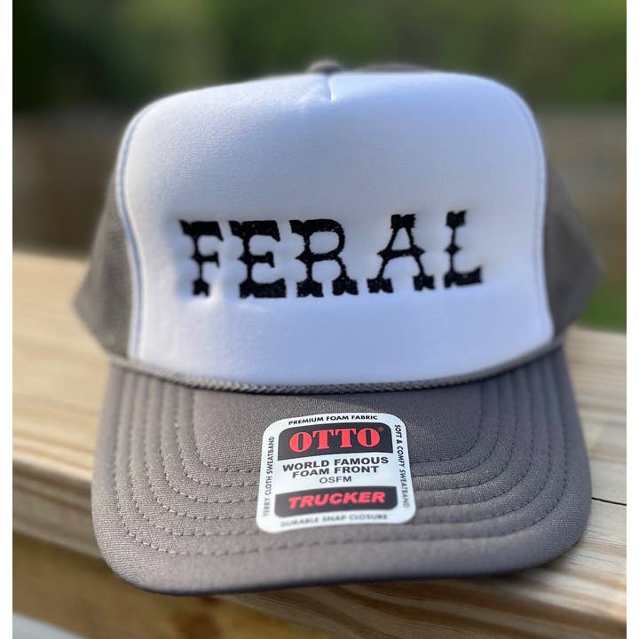 Feral Western Embroidered Foam Trucker Hat Custom for wholesale by Aluminum Petunias