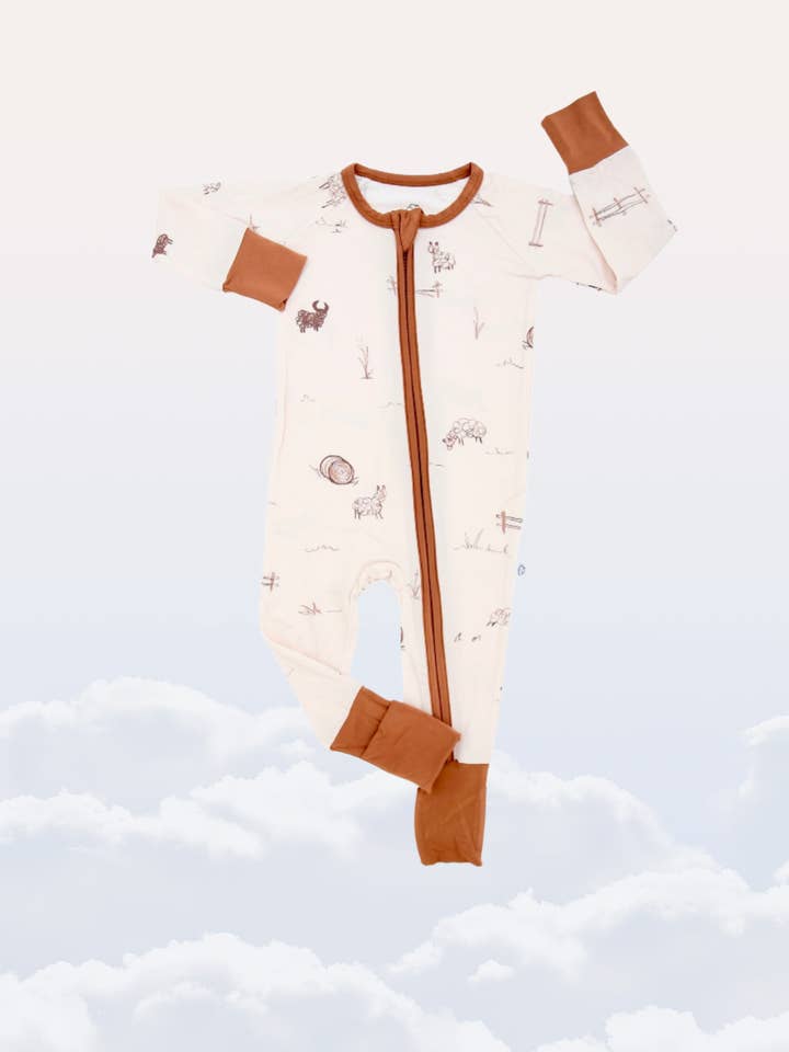 Sunday Littles - Wholesale Sleepsuit - Baby - Little Zippers in Farm Doodle1