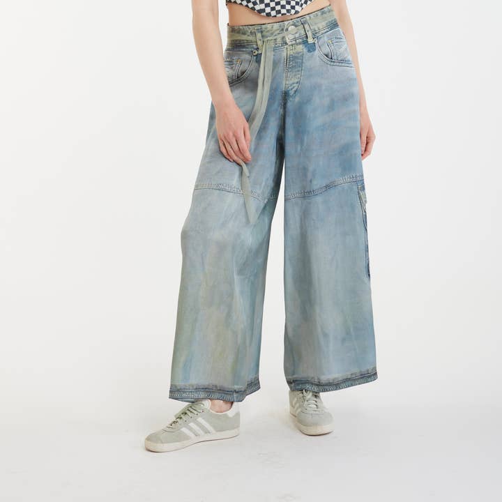 Pantalon cargo à jambes larges vintage délavé - Basics_Classic pour la vente par IPNG Design