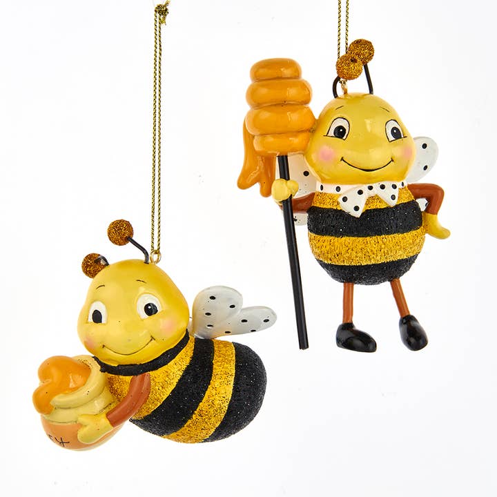 Kurt S. Adler, Inc. - Wholesale Ornament Set - 4"BEE W/HONEY & DIPPER ORNAMENT 2/ASSTD