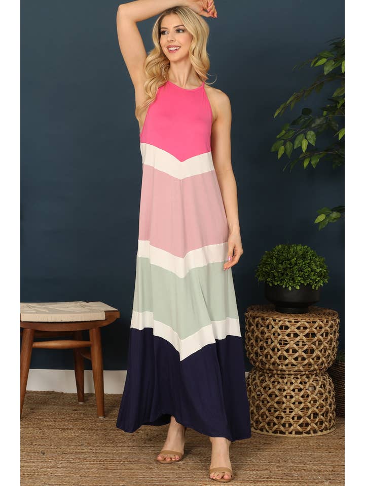 MYS Wholesale Inc - Wholesale Dress - Women's - Chevron Spaghetti Strap Maxi Dress