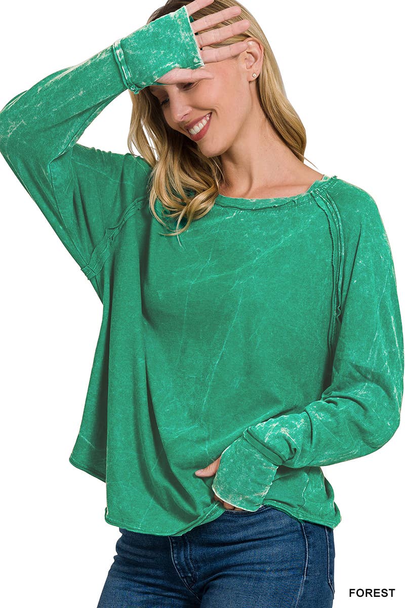 42POPS – wholesale T-shirt – women's – ',.Crinkle Washed Top With Thumb Hole Cuff7