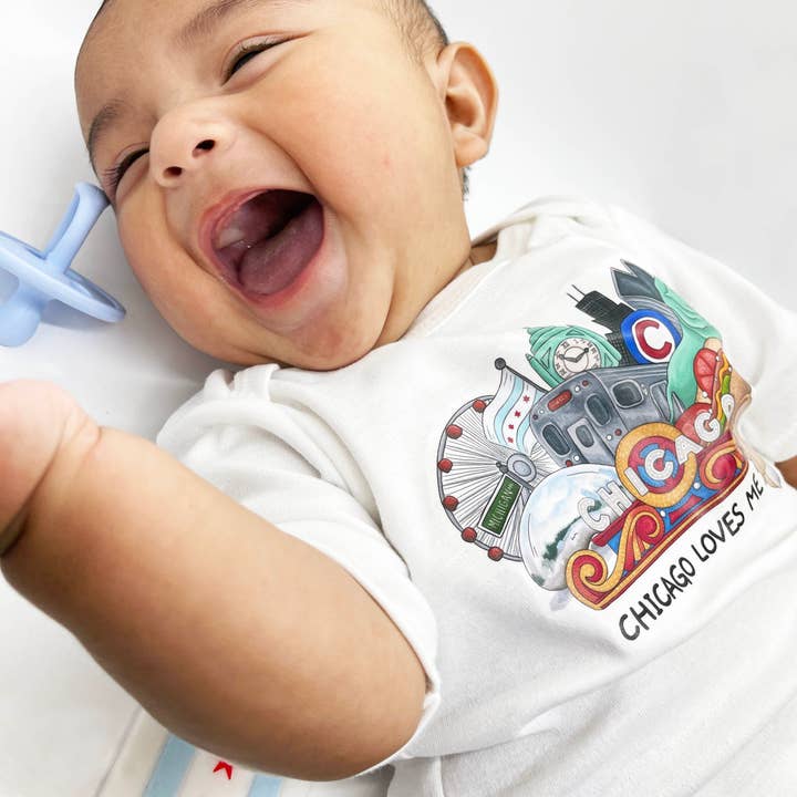 Chicago Loves Me Cover Onesie & Tee for wholesale by Loves Me Publishing