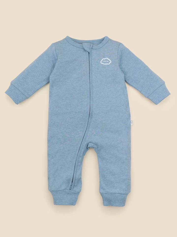 Organic Cotton Growsuit - Heather Blue for wholesale by Lūmmi in Colour Babywear
