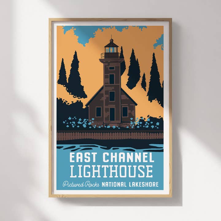 East Channel Lighthouse, Pictured Rocks National Lakeshore Reiseplakat für den Großhandel von Recollection Project