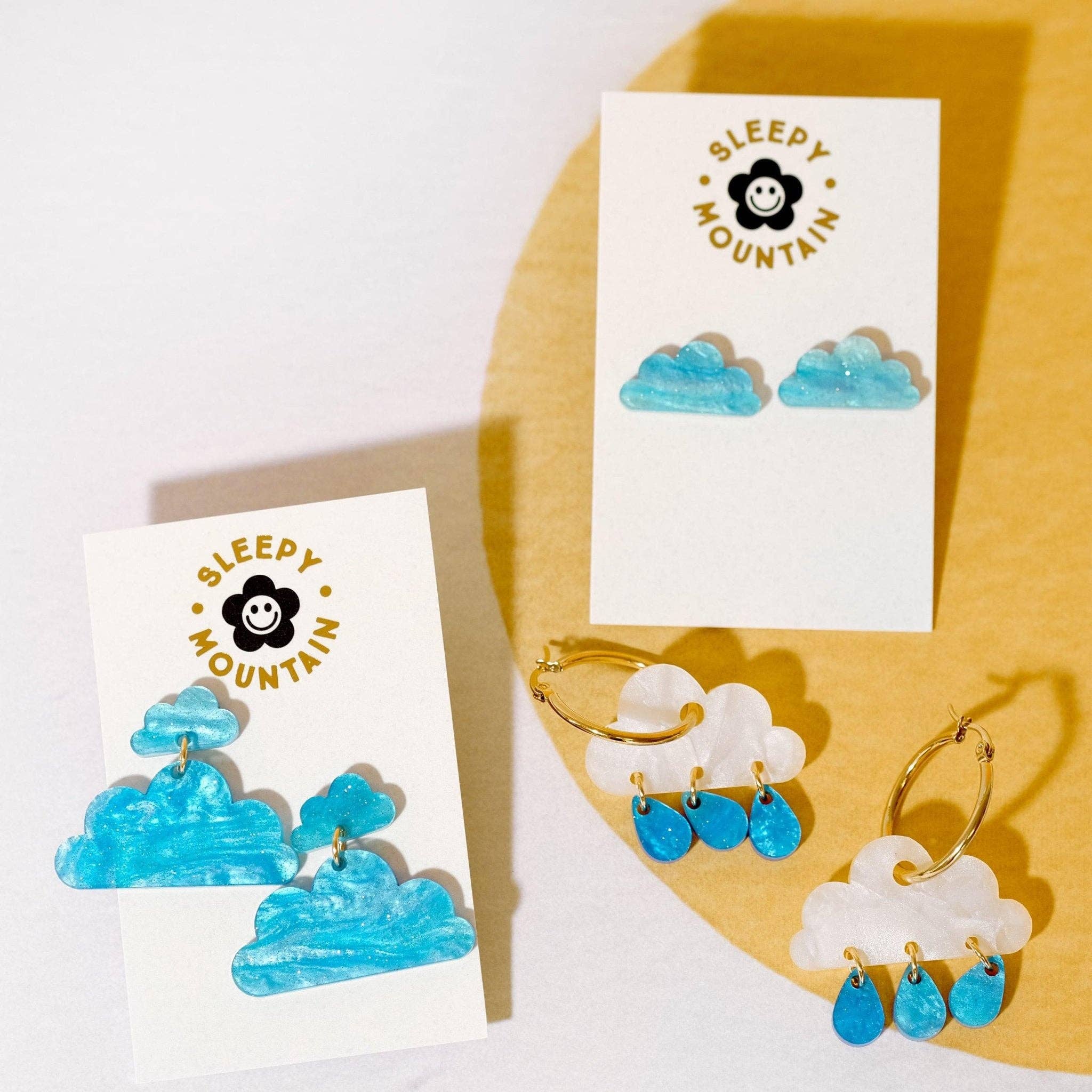 Sleepy Mountain - Wholesale Stud/Post Earrings - Blue cloud stud earrings1