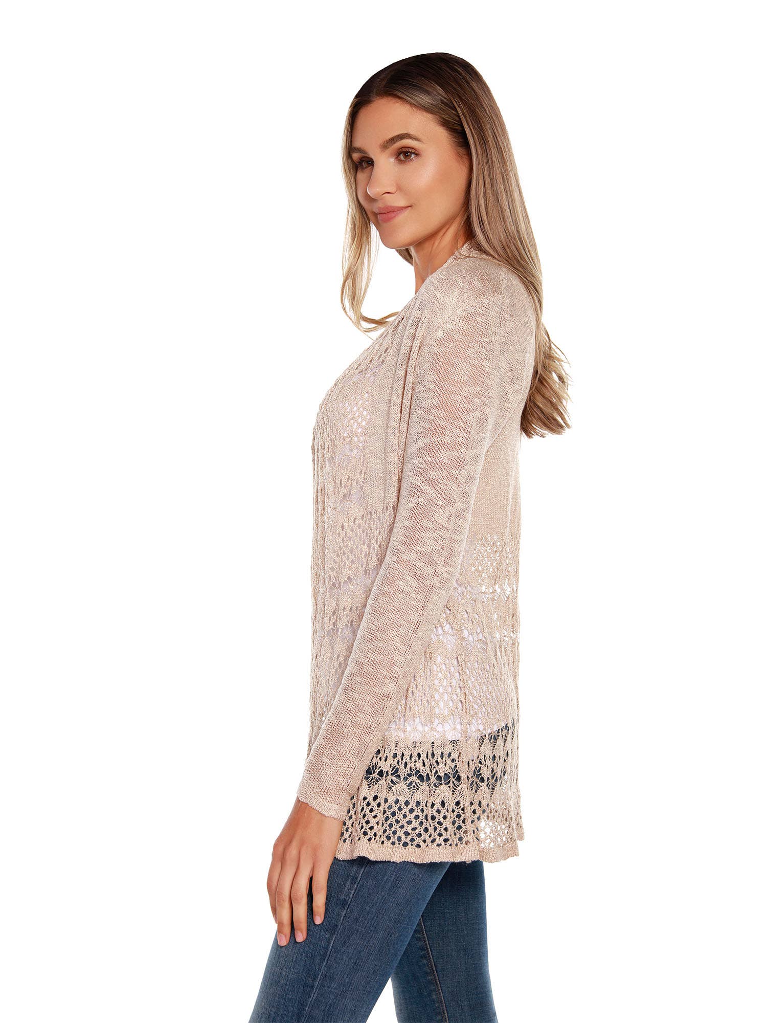 Belldini - Wholesale Cardigan - Women's - Women's Long Sleeve Crochet Knit Swing Cardigan10