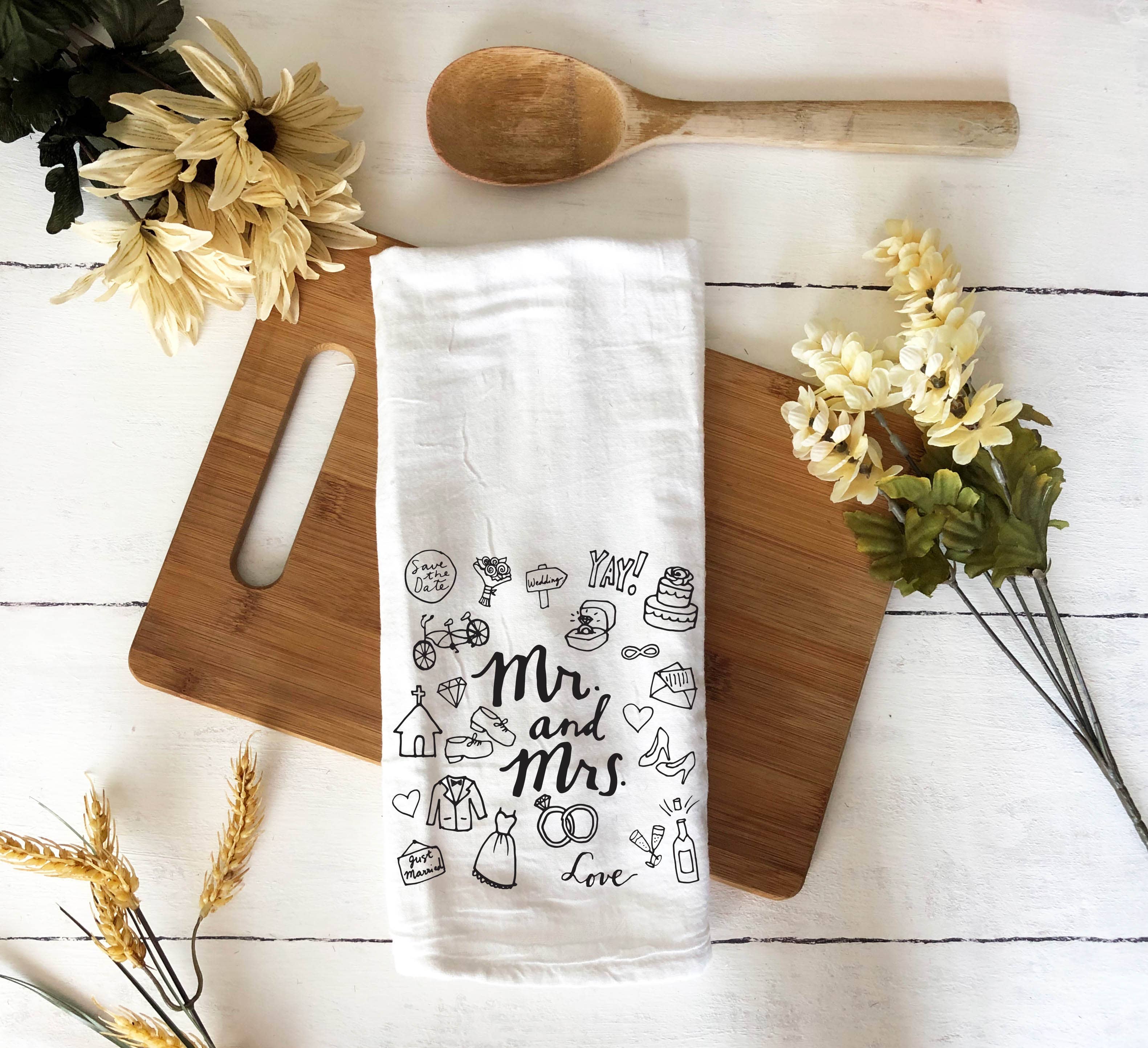 Designing Moments – Großhandel Geschirrtücher – Mr & Mrs. Wedding Icons, Happy Couple Küchenhand- und Geschirrtuch1