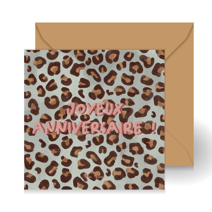 Cartão "Feliz aniversário leopardo azul" por atacado de Atelier Mamour