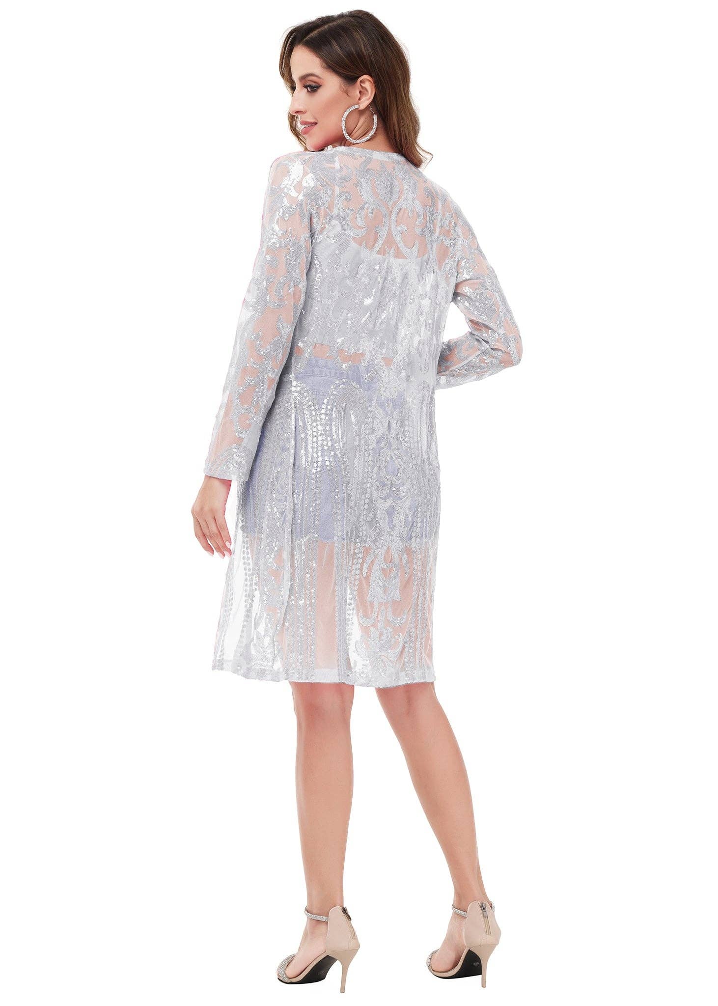 Anna Kaci Wholesale - Vente Kimono – femme - Cardigan à paillettes pour femmes à manches longues et ouvert sur le devant61