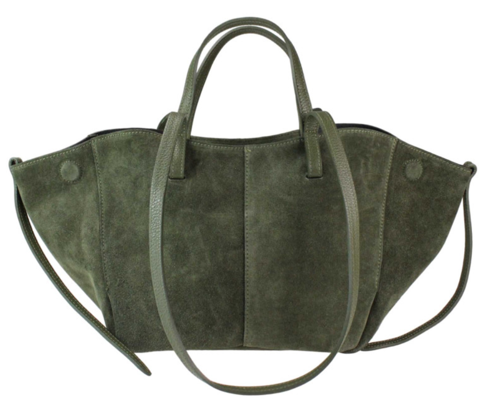 JIJOU CAPRI - Wholesale Tote Bag - Women's - 960 Italian Suede Leather Olive Travel  Bag w/ Leather Pouch0