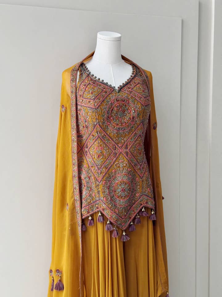 Mustard Yellow Sharara Suit for wholesale on Faire1