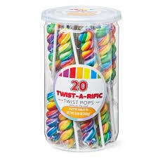 Long Island Candy Factory - Wholesale Lollipop - Hilco Rainbow Swirl Pops Tutti Frutti 20 Count Tub 4 Pack Tray Individually Wrapped