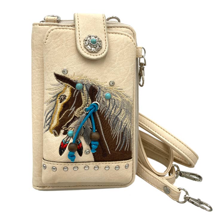 Lunar Deer - Wholesale Phone Wallet - Women's - Embroidered Horse Crossbody Western Phone Wallet8