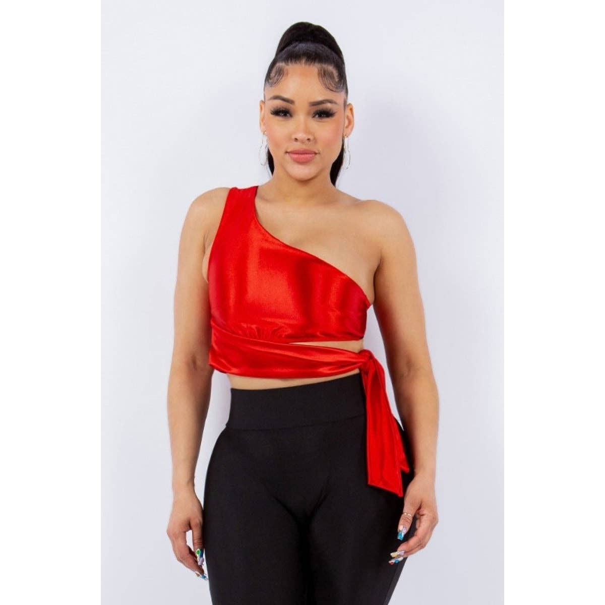 Esmeray Clothing - Wholesale Blouse - Women's - Sculpted Elegance One-Shoulder Crop Top2