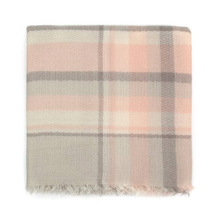 MYS Wholesale Inc - Wholesale Scarf - Women's - Light Gray Pink Blanket Fringe Scarf2