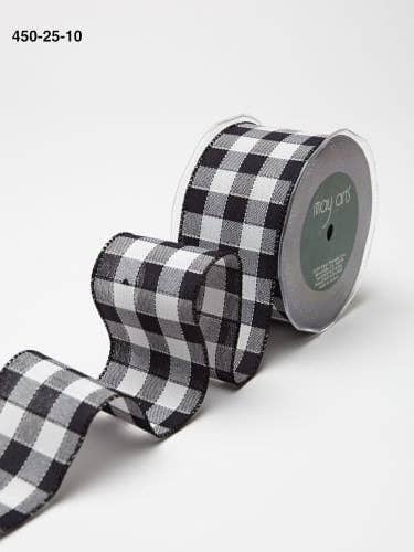 2.5" Black and White Woven Jumbo Check Ribbon for wholesale by May Arts Ribbon