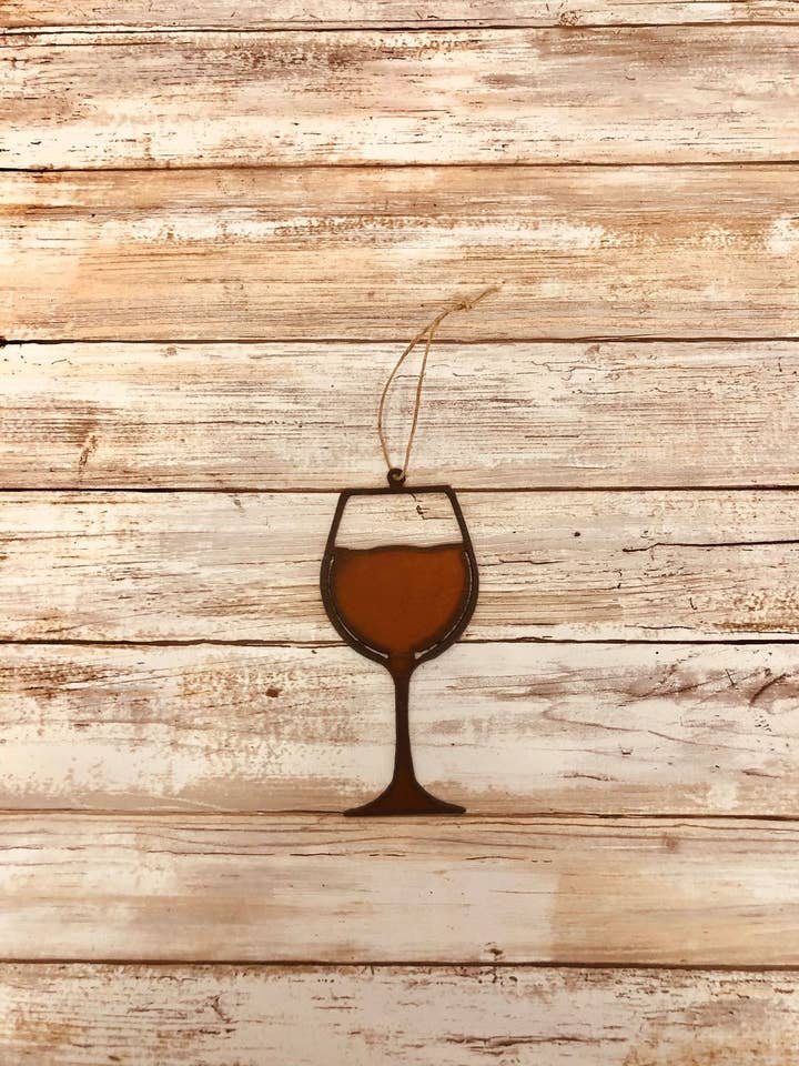 Wine Glass Ornament for wholesale by Universal Ironworks USA